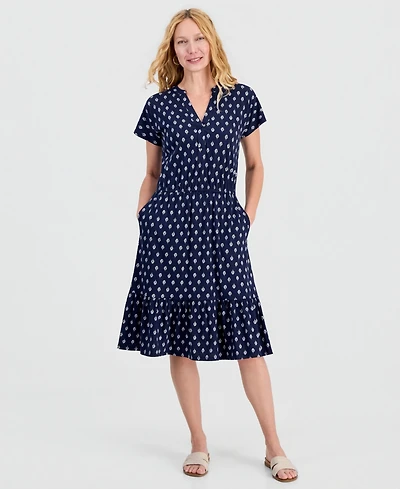 Style & Co Women's Printed Short-Sleeve Knit Dress, Macy's Exclusive