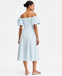 On 34th Women's Off-The-Shoulder Puff-Sleeve Midi Dress, Exclusively at Macy's
