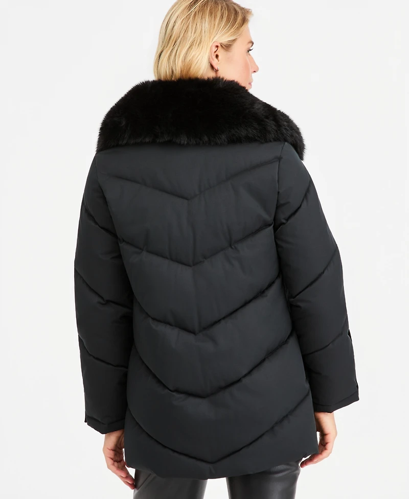 Dkny Women's Faux-Fur-Collar Puffer Coat