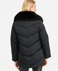 Dkny Women's Faux-Fur-Collar Puffer Coat