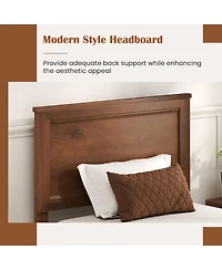 Slickblue Wooden Platform Bed Frame with Headboard and Sturdy Slat Support Structure