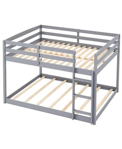 Slickblue Low to Ground Full Over Bunk Bed for Small Spaces Kids Bedroom