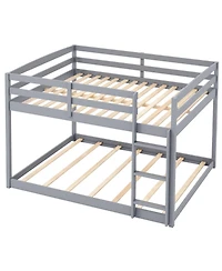 Slickblue Low to Ground Full Over Bunk Bed for Small Spaces Kids Bedroom