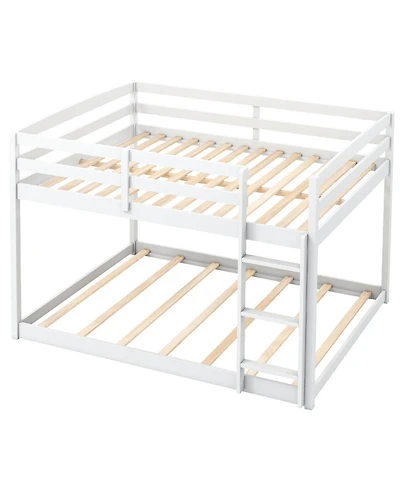 Slickblue Low to Ground Full Over Bunk Bed for Small Spaces Kids Bedroom