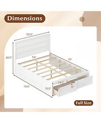 Slickblue Wooden Full Bed Frame with Storage Drawers Platform Design