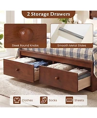 Slickblue Wooden Full Bed Frame with Storage Drawers Platform Design
