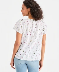 Style & Co Petite Cotton Flutter-Sleeve Top, Macy's Exclusive