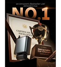 Lisen Retractable Car Charger 4-in-1, 69W Usb-c Car Adapter with Built-in Cables, Multi Device Charging for iPhone, Samsung