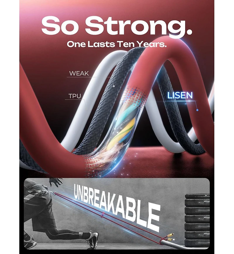 Lisen 2-Pack 240W 4-in-1 Charging Cable, Usb-c and Lightning Multi Charger Cable for All Devices, Fast Charging Cord for Travel, Home and Car