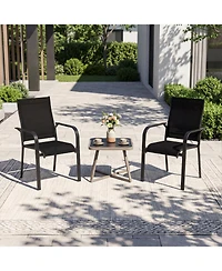 Slickblue Set of 2 Patio Dining Chairs Stackable Outdoor Metal Armchairs