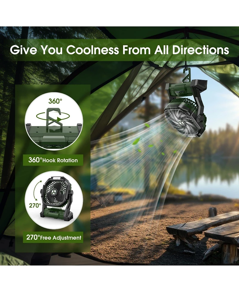 Portable Rechargeable Fan Led Lantern Usb Outdoor Camping Emergency 20000mAh