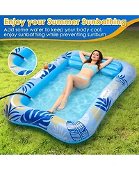 Gnuadz Inflatable Tanning Pool Lounger Float Pillow Drink Holder Sunbathing Bed