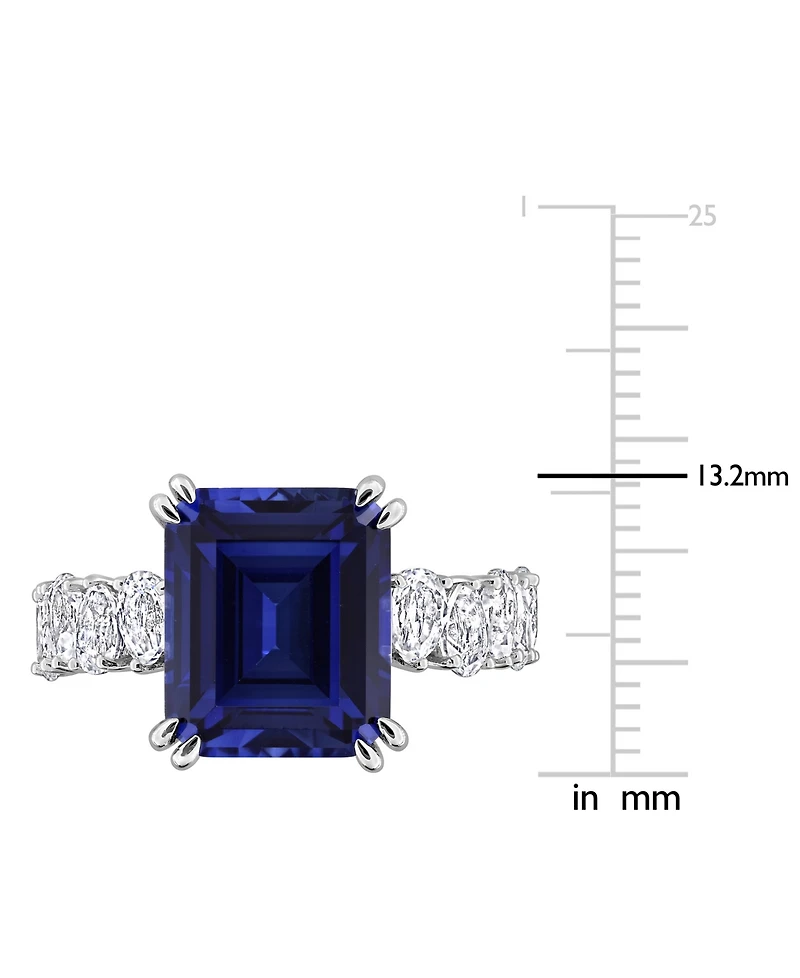 Macy's Lab Grown Blue Sapphire (5 ct. t.w.) & White (2-1/5 Ring Sterling Silver (Also Available Ruby)