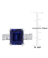 Macy's Lab Grown Blue Sapphire (5 ct. t.w.) & White (2-1/5 Ring Sterling Silver (Also Available Ruby)