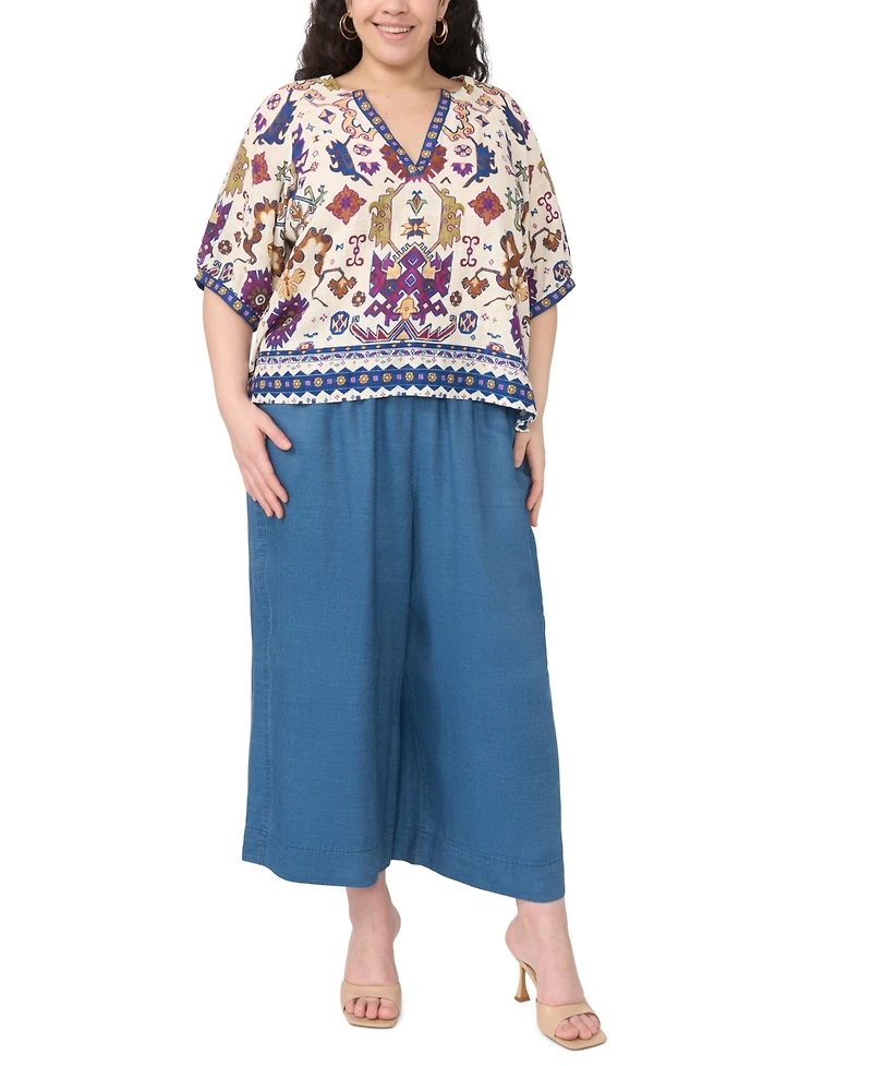 Vince Camuto Plus Split V-Neck Top