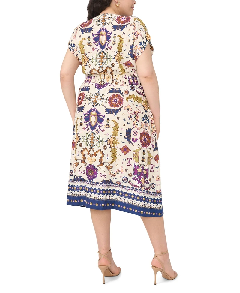 Vince Camuto Plus Size V-Neck Short-Sleeve Midi Dress