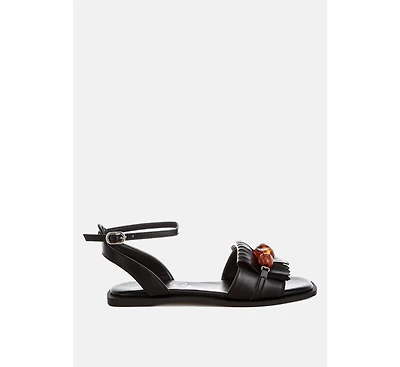 London Rag Womens Morgine Beaded Flat Sandals