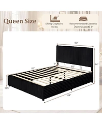 Slickblue Queen Lift Up Storage Bed with Wooden Slat Support