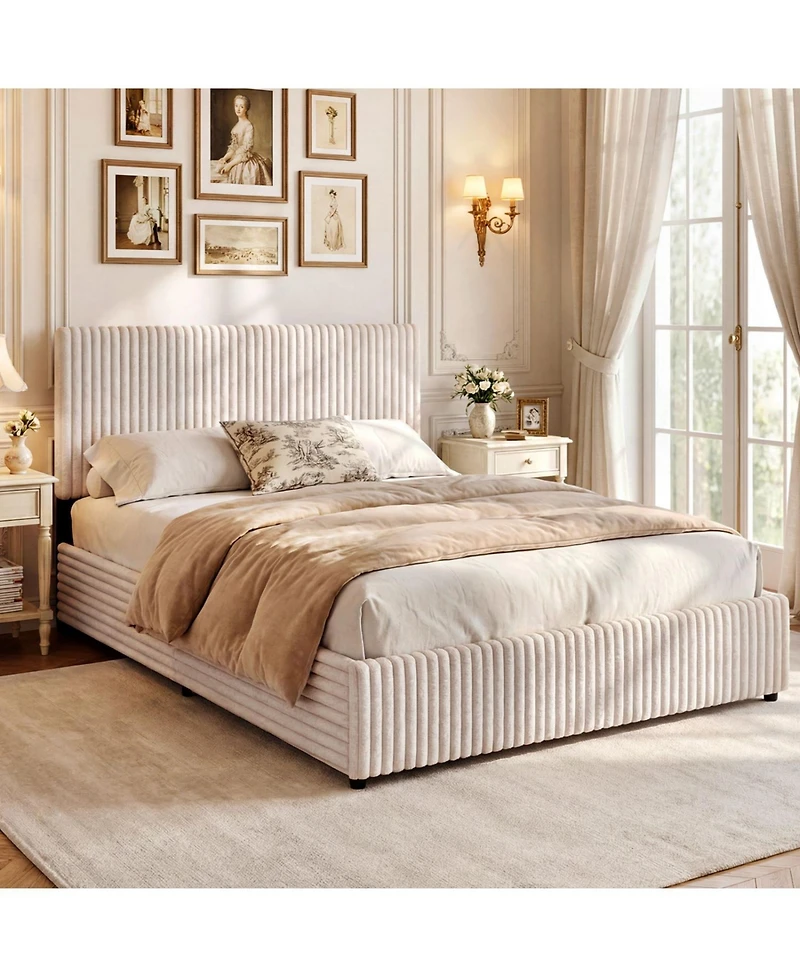 Slickblue Queen Lift Up Storage Bed with Wooden Slat Support