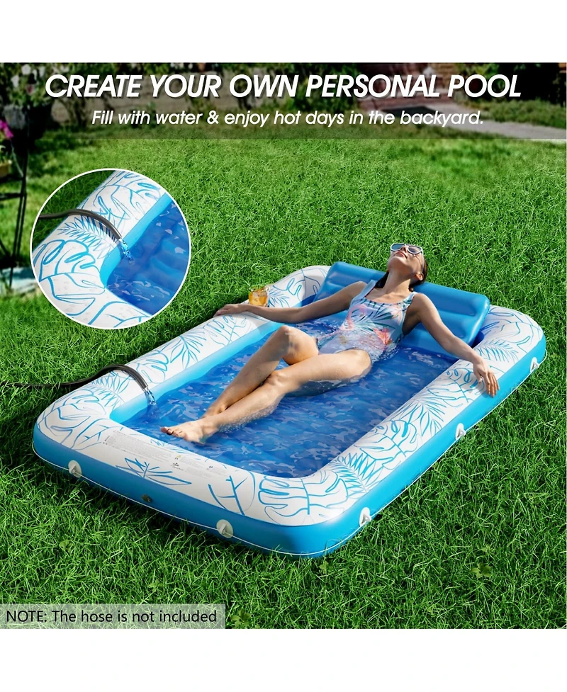 Gnuadz Inflatable Tanning Pool Lounger Float Sun Tub Raft Bed 71"x48