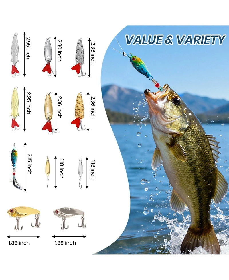 Gnuadz 24-piece Fishing Lure Kit Bass Lures Tackle Box Gift