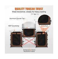 Sugift Folding Camping Kitchen Table Outdoor Cooking Station with Storage and Windscreen