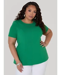 Ashley Stewart Women's Peplum Crepe Top - 10/12, Amazon
