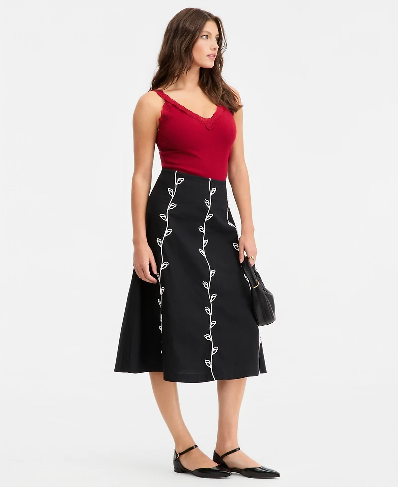 On 34th Women's Linen-blend Soutache Embroidered Midi Skirt, Macy's Exclusive