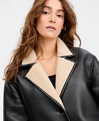 Maralyn & Me Juniors' Faux-Shearling Coat