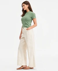 On 34th Women's High-Rise Floral Stitch Wide-Leg Jeans, Macy's Exclusive