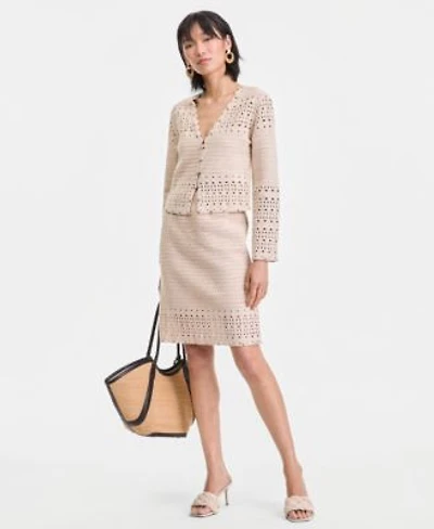 I.N.C. International Concepts Womens Studded Cotton Crochet Cardigan Skirt Macys Exclusive
