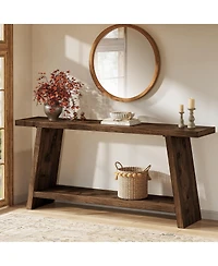 Tribesigns 70.9" Solid Wood Console Table, Narrow Long Sofa Table with 2-Tier Storage, Farmhouse Entryway