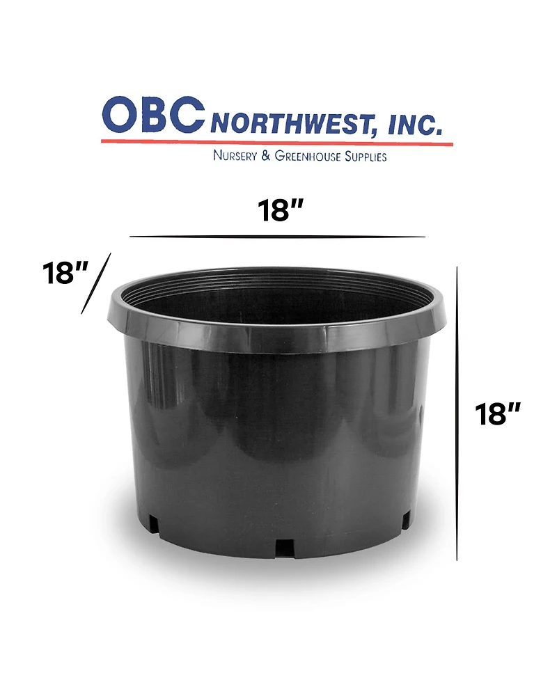 Pro Cal 10 Gallon Premium Nursery Black Plastic Planter Garden Grow Pots, 5 Pack