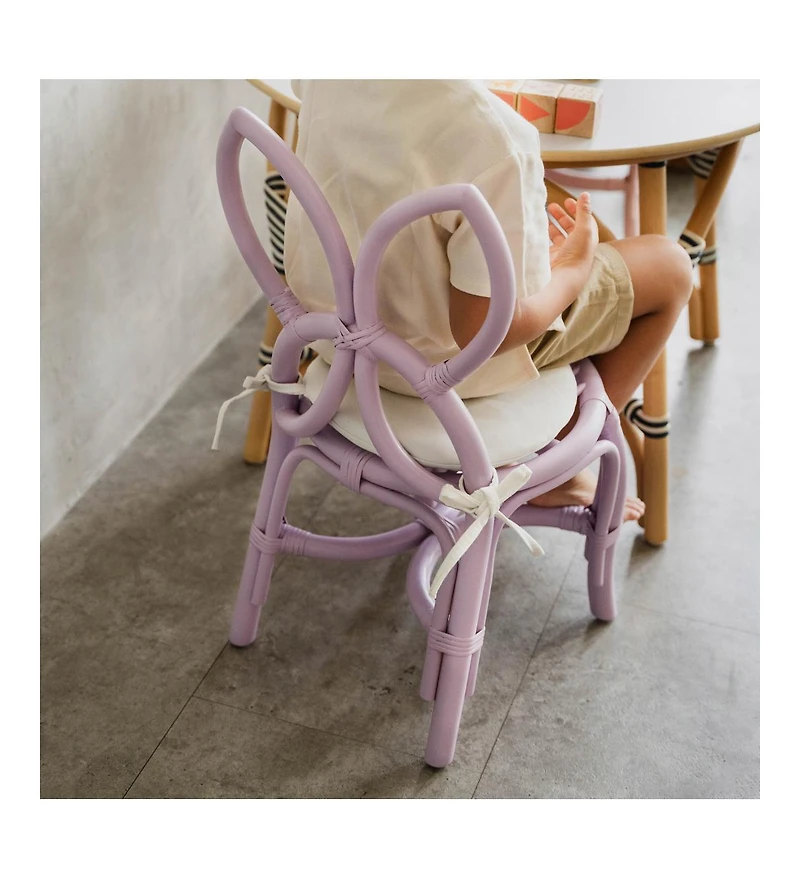 Momiji Butterfly Handcrafted Rattan Kids Chair with cushion - Wicker Purple (Set of 2)