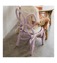 Momiji Butterfly Handcrafted Rattan Kids Chair with cushion - Wicker Purple (Set of 2)