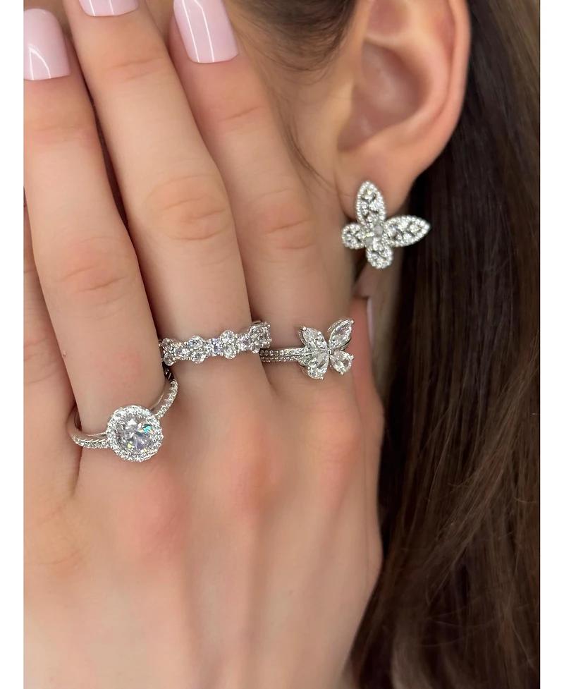 Suzy Levian Sterling Silver Cubic Zirconia Butterfly Ring