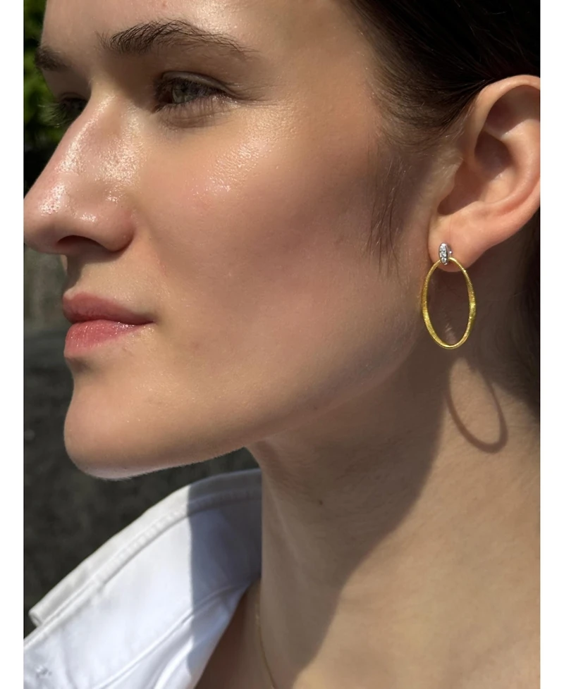 Suzy Levian Golden Helix Sterling Silver & Cubic Zirconia Oval Drop Earrings