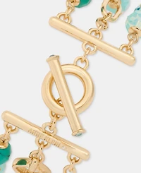 Anne Klein Gold-Tone Three-Row Stone Beaded Line Bracelet