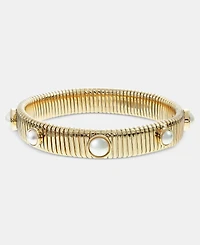 Anne Klein Gold-Tone Omega Chain Faux-Pearl Stretch Bracelet