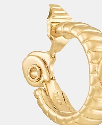 Anne Klein Gold-Tone Omega Faux-Pearl Hoop Ez Comfort Clip Earrings