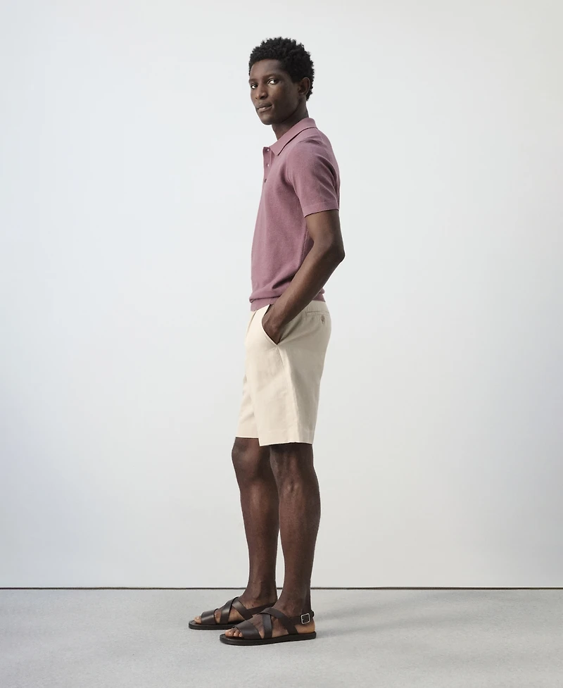 Mango Men's Regular-Fit Cotton-Linen 9.37" Bermuda Shorts