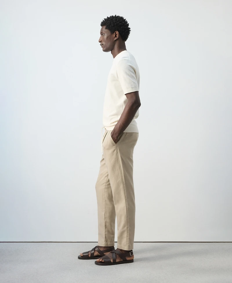 Mango Men's Slim-Fit Cropped Cotton-Linen Pants