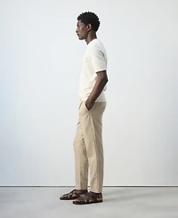 Mango Men's Slim-Fit Cropped Cotton-Linen Pants