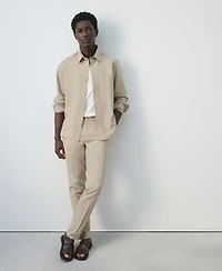 Mango Men's Slim-Fit Striped Linen-Cotton Pants