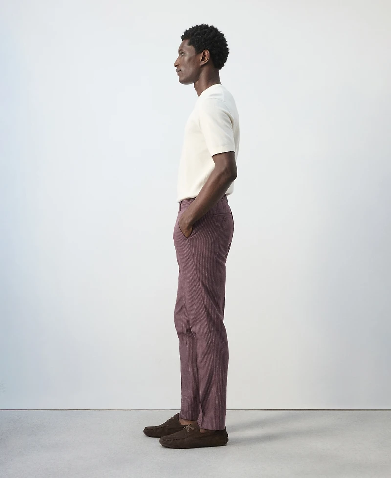 Mango Men's Slim-Fit Striped Linen-Cotton Pants
