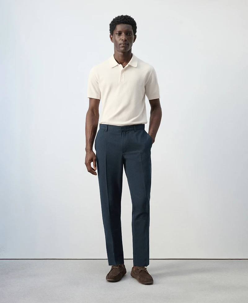 Mango Men's Slim-Fit Cotton Linen Trousers