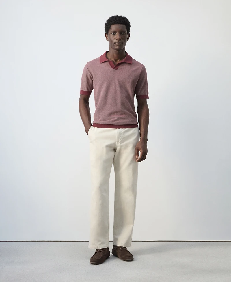 Mango Men's Combined Knit Polo Shirt