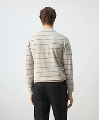 Mango Men's Striped Linen-Blend Polo Sweater