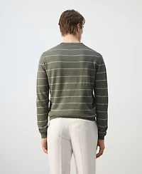 Mango Men's Striped Fine-Knit Linen-Blend Sweater
