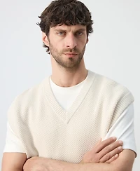 Mango Men's Microstructure Knit Vest Sweater